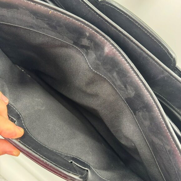 Jack Georges Black Leather Briefcase Executive Business Bag W/Adjustable Straps - Picture 6 of 16